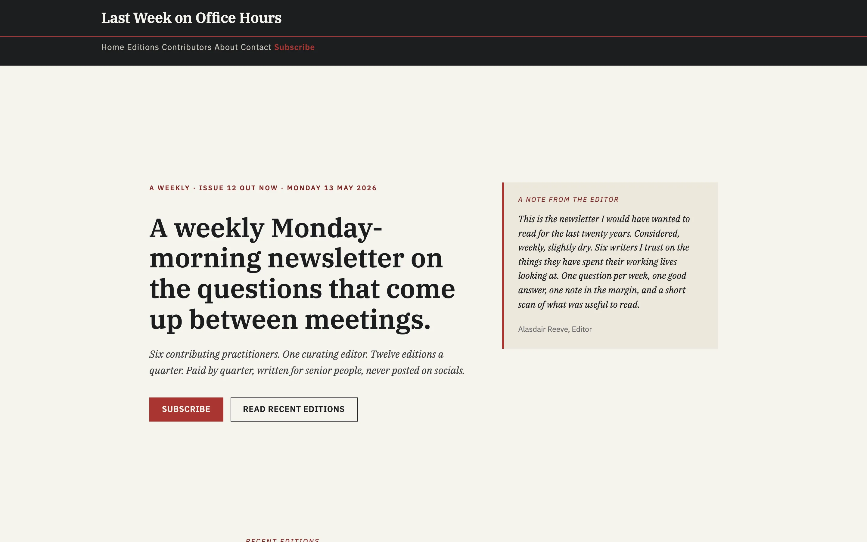 Last Week on Office Hours homepage screenshot